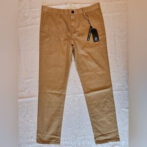 Classic Men's Cotton Chino Pants, Dark Khaki, Casual, Size 32, Snover, NWT